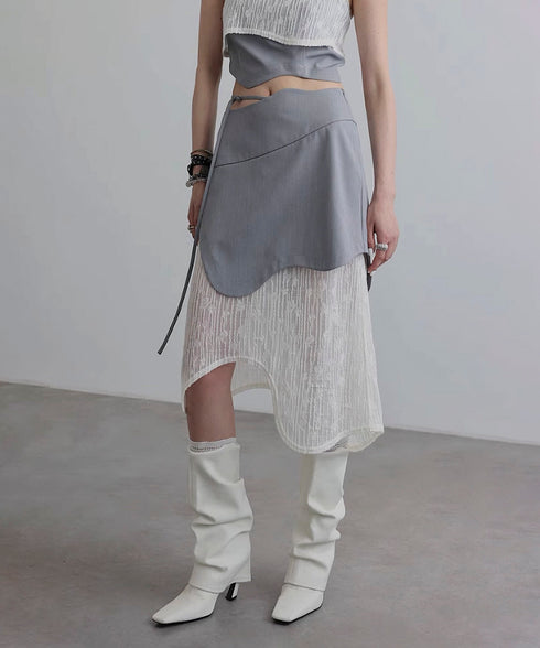 Wave Line Patchwork Skirt